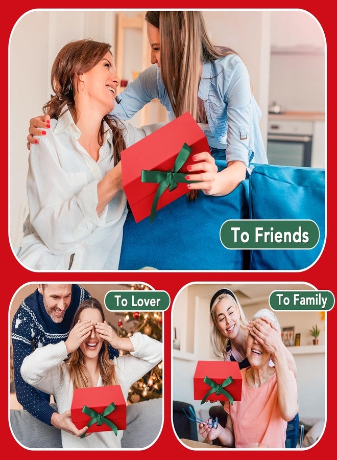 SWANGSA Red Christmas Gift Boxes with Lid for presents 10.2x8.8x3.8 Inches, Large Gift Box with Ribbon and Magnetic Closure, Collapsible Gift Box for Christmas, Wedding, Valentine's day, Birthday Gift - Image 5
